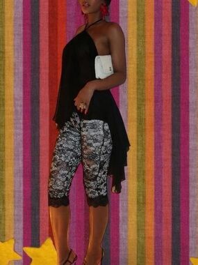 Black Lace Capri Leggings - Women